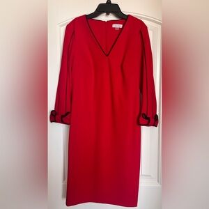 Calvin Klein Vivid Red Long Sleeve Dress